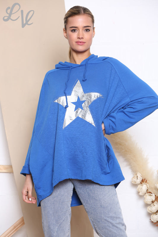 Dames Animal Star Folie Sweatshirt Capuchontrui Koningsblauw