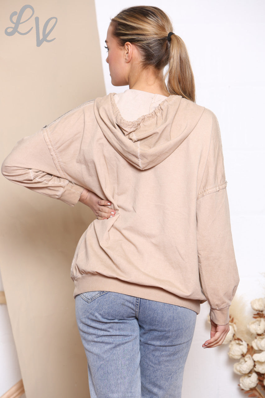 Ladies Camouflage Foil Patchwork Jacket Top Stone