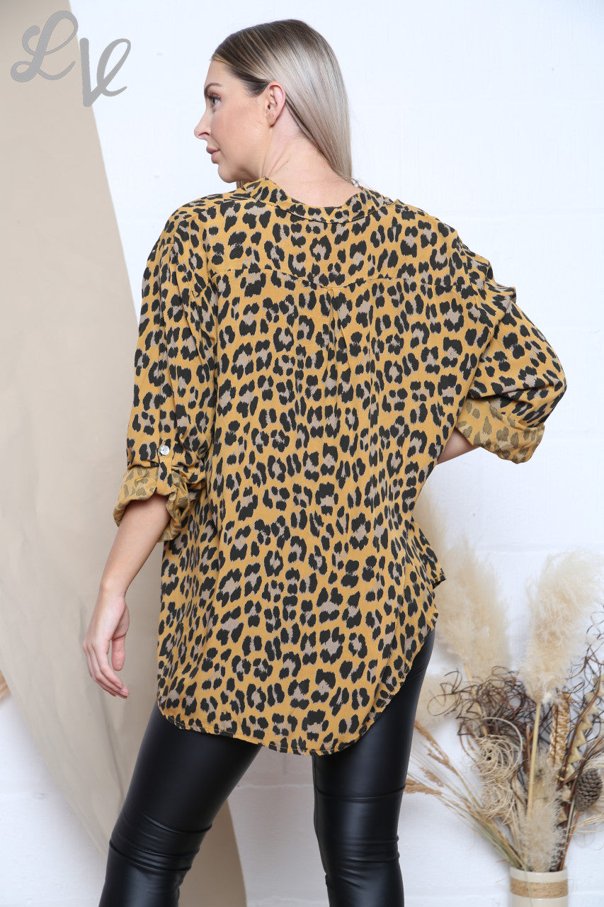 Ladies Leopard Print Shirt Mustard Unit Price £11.99