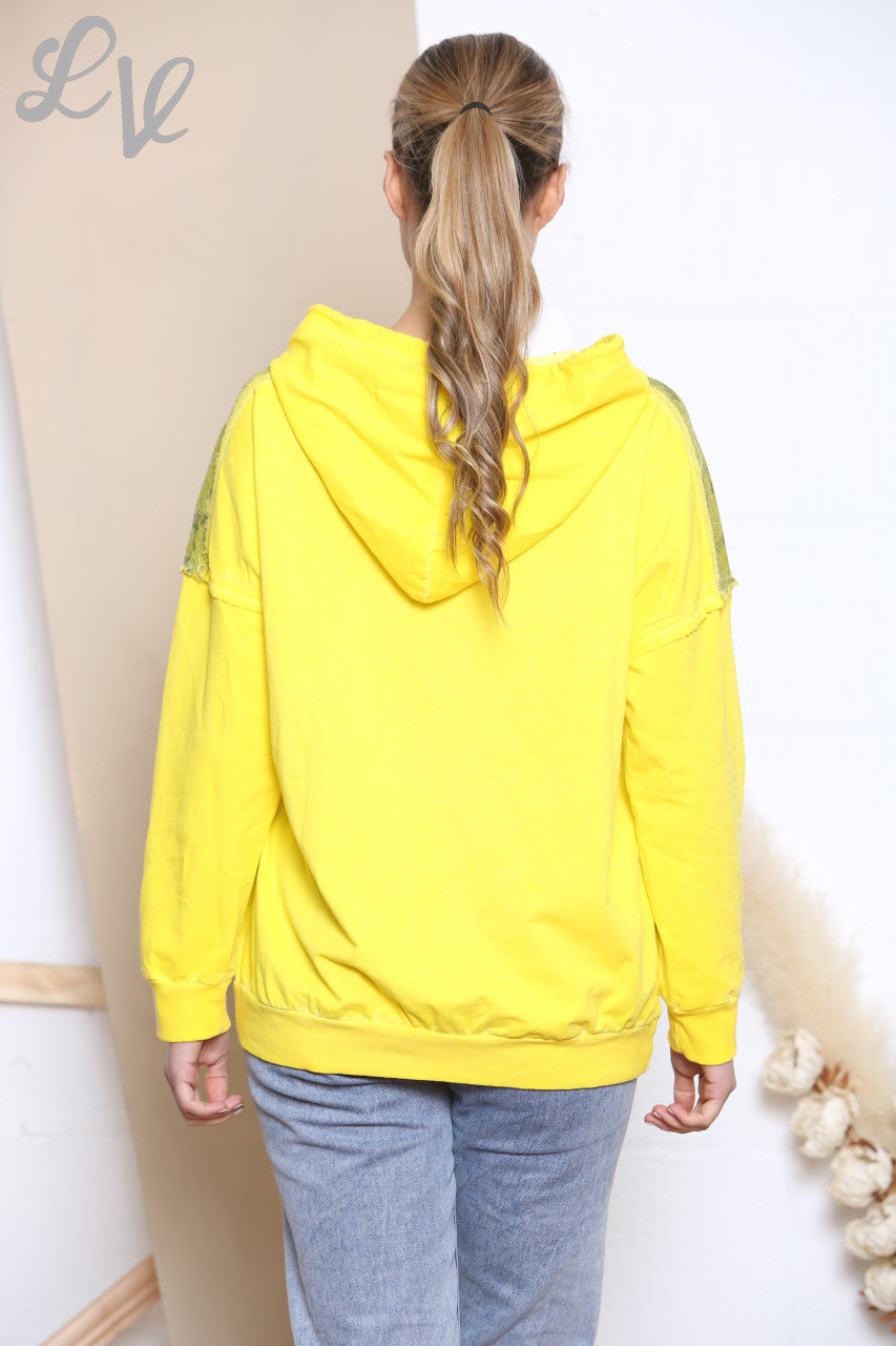 Ladies Camouflage Foil Patchwork Jacket Top Lemon