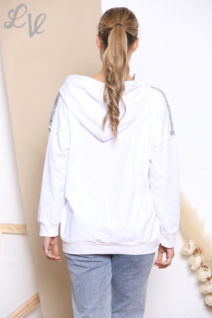Ladies Camouflage Foil Patchwork Jacket Top White