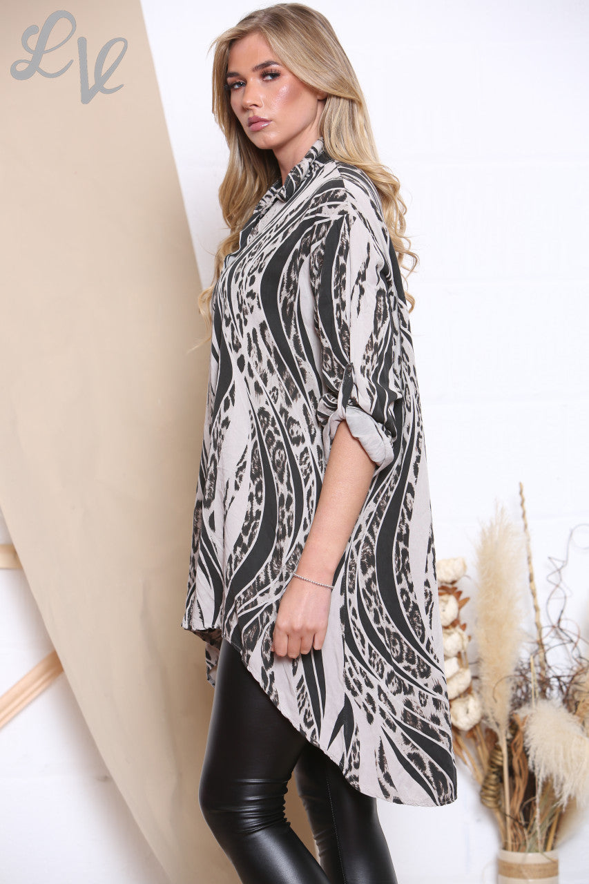 Dames Lang Tuniekshirt met Dierenprint Steen Stukprijs €12.99