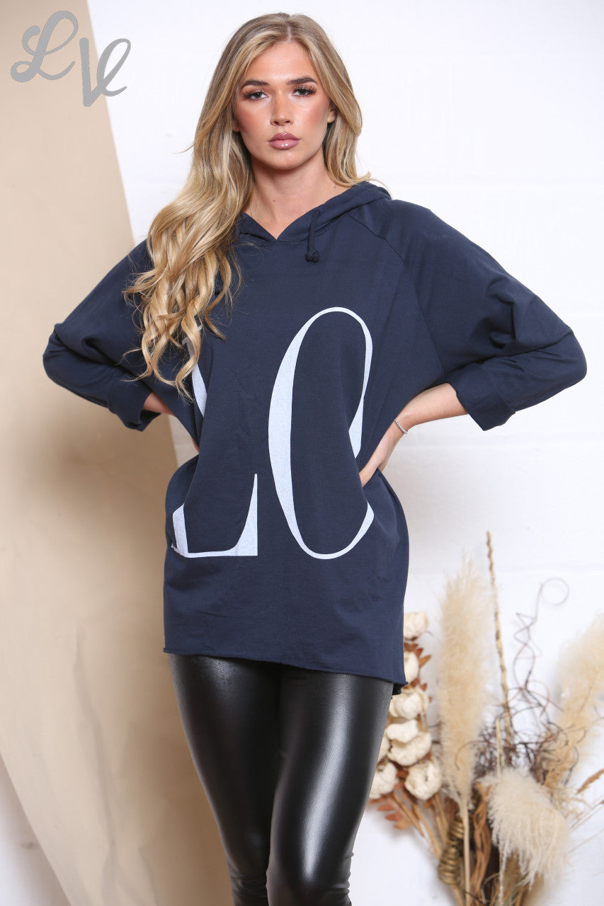 Ladies LOVE Hooded Top Navy Unit Price £8.99