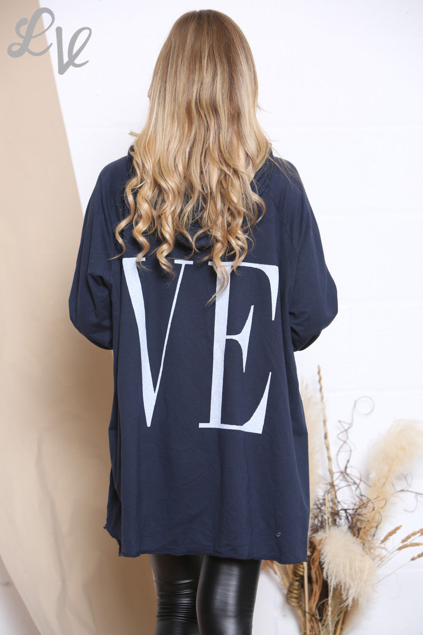 Ladies LOVE Hooded Top Navy Unit Price £8.99