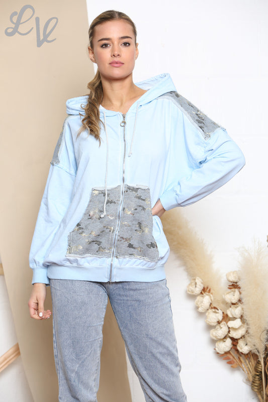 Dames camouflage folie patchwork jack top Tiffany