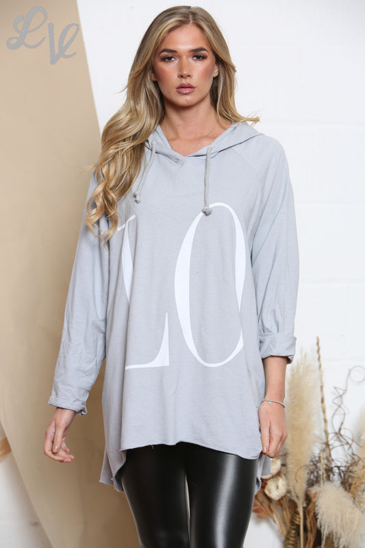 Ladies LOVE Hooded Top Grey Unit Price £8.99