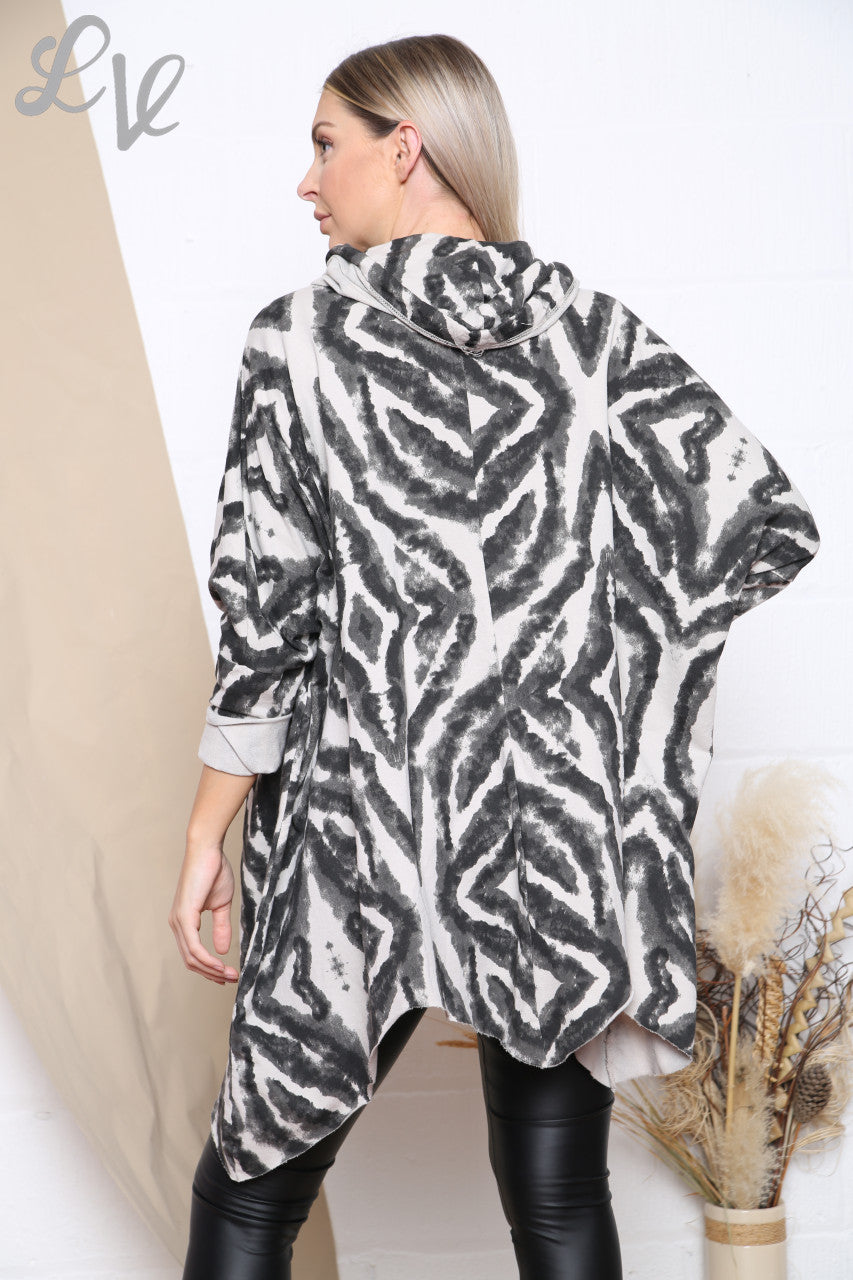 Dames Tuniek Top met geometrische print en col Kraag Steen Stukprijs £12.99