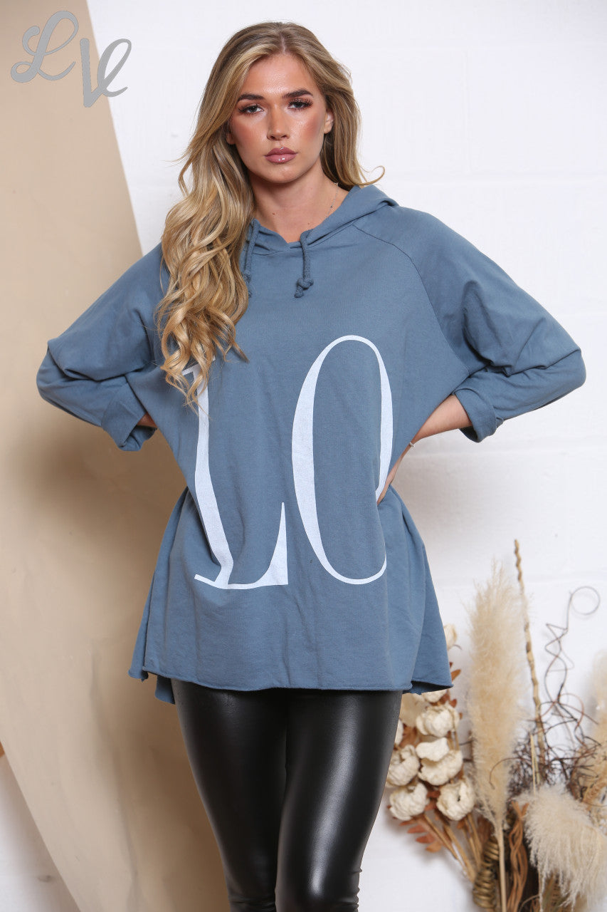 Ladies LOVE Hooded Top Denim Unit Price £8.99