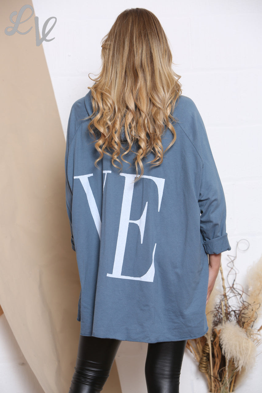 Ladies LOVE Hooded Top Denim Unit Price £8.99
