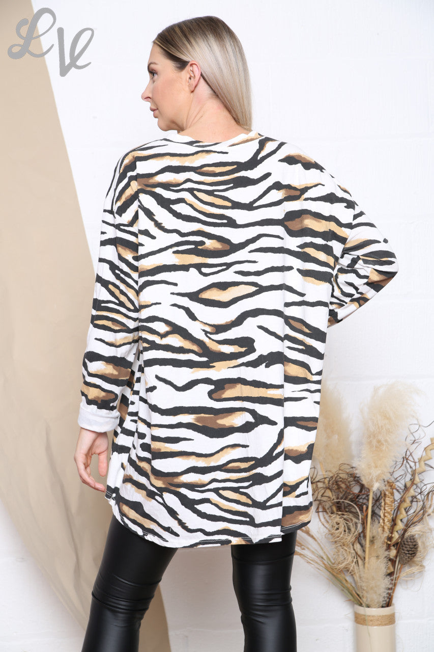 Ladies Tiger Print Top White Unit Price £6.99
