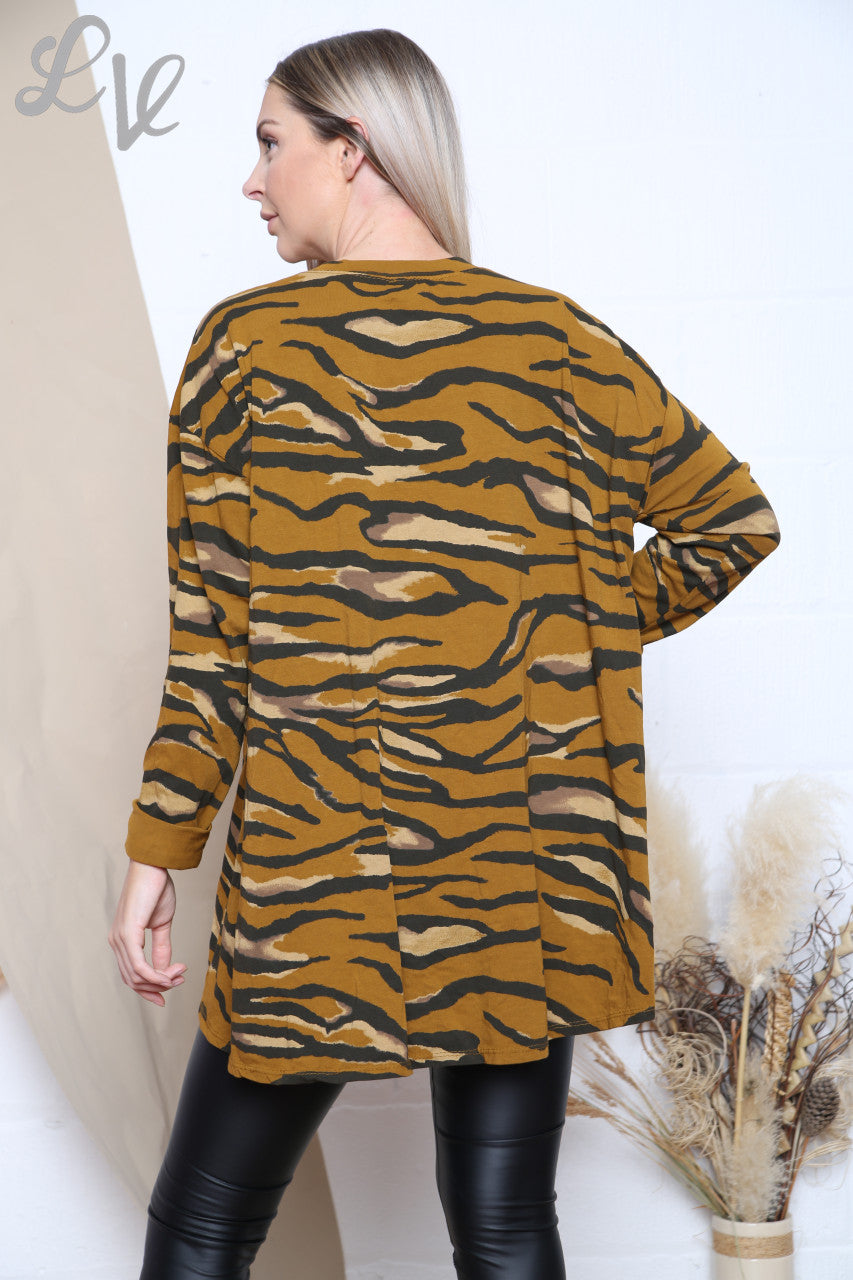 Dames Top met Tijgerprint Mosterdstukprijs WAS €12,99 NU €6,99