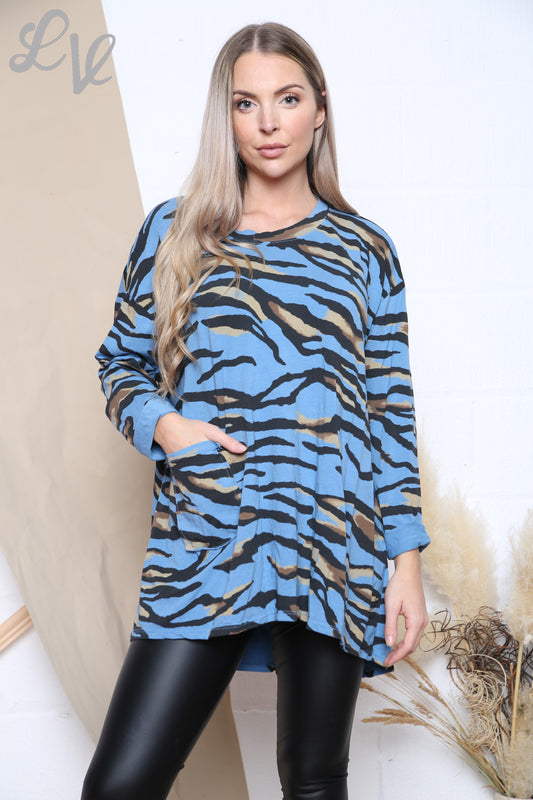 Ladies Tiger Print Top Denim Unit Price WAS £12.99 NOW £6.99