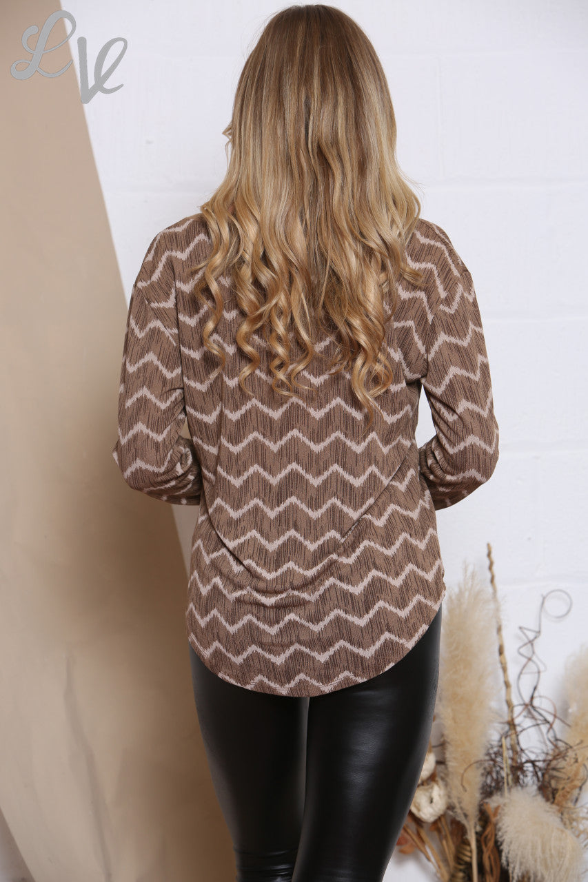 Ladies Foil Perfection Zig Zag Top Tan Unit Price WAS £12.99 NOW £4.99