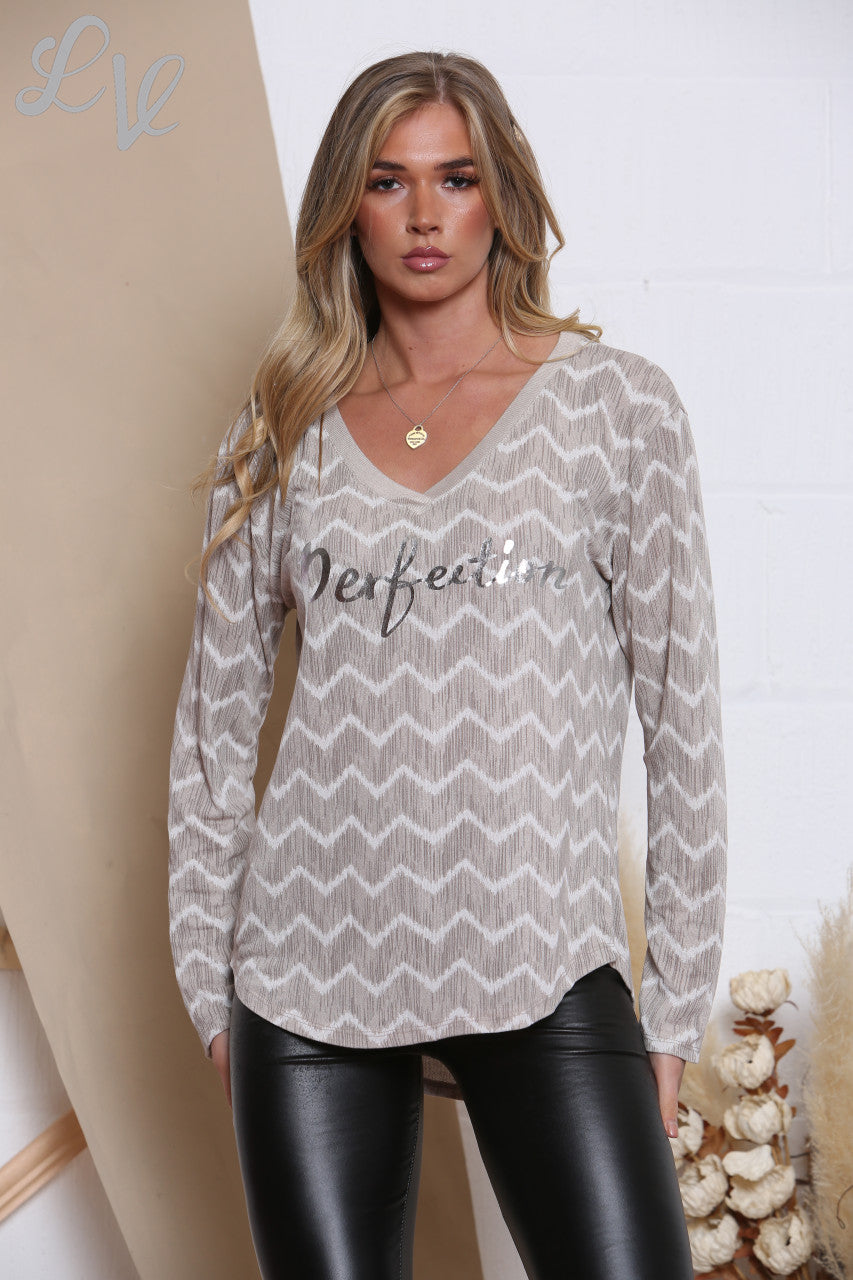 Ladies Foil Perfection Zig Zag Top Stone Unit Price WAS £12.99 NOW £5.99