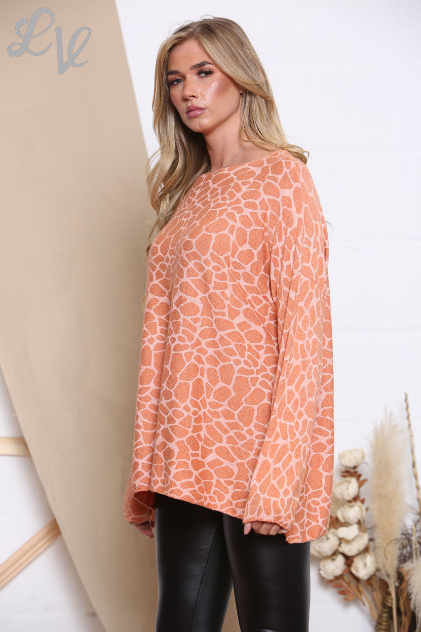 Dames Top Met Giraffenprint Oranje Stukprijs € 6,99