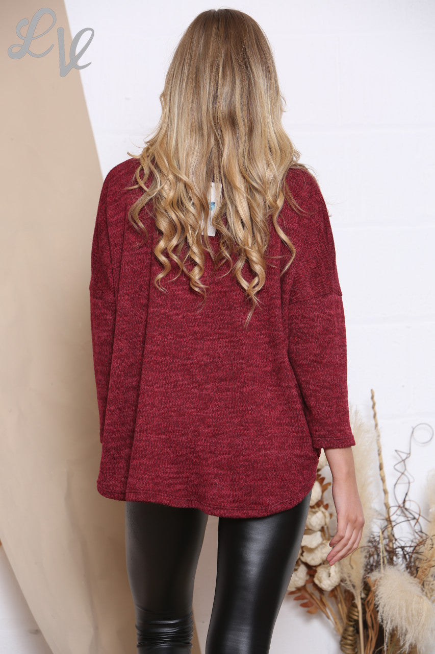 Dames Marl Top Met Zakdetails Bourgondisch Stukprijs €7,99