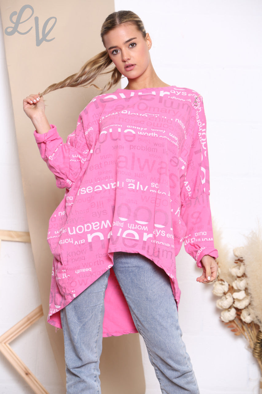 Dames Sweatshirt met Tekstopdruk Cerise