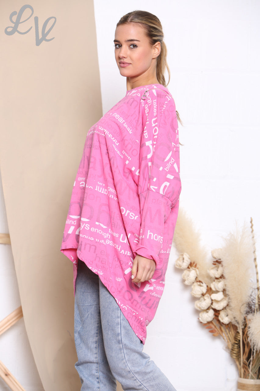 Dames Sweatshirt met Tekstopdruk Cerise
