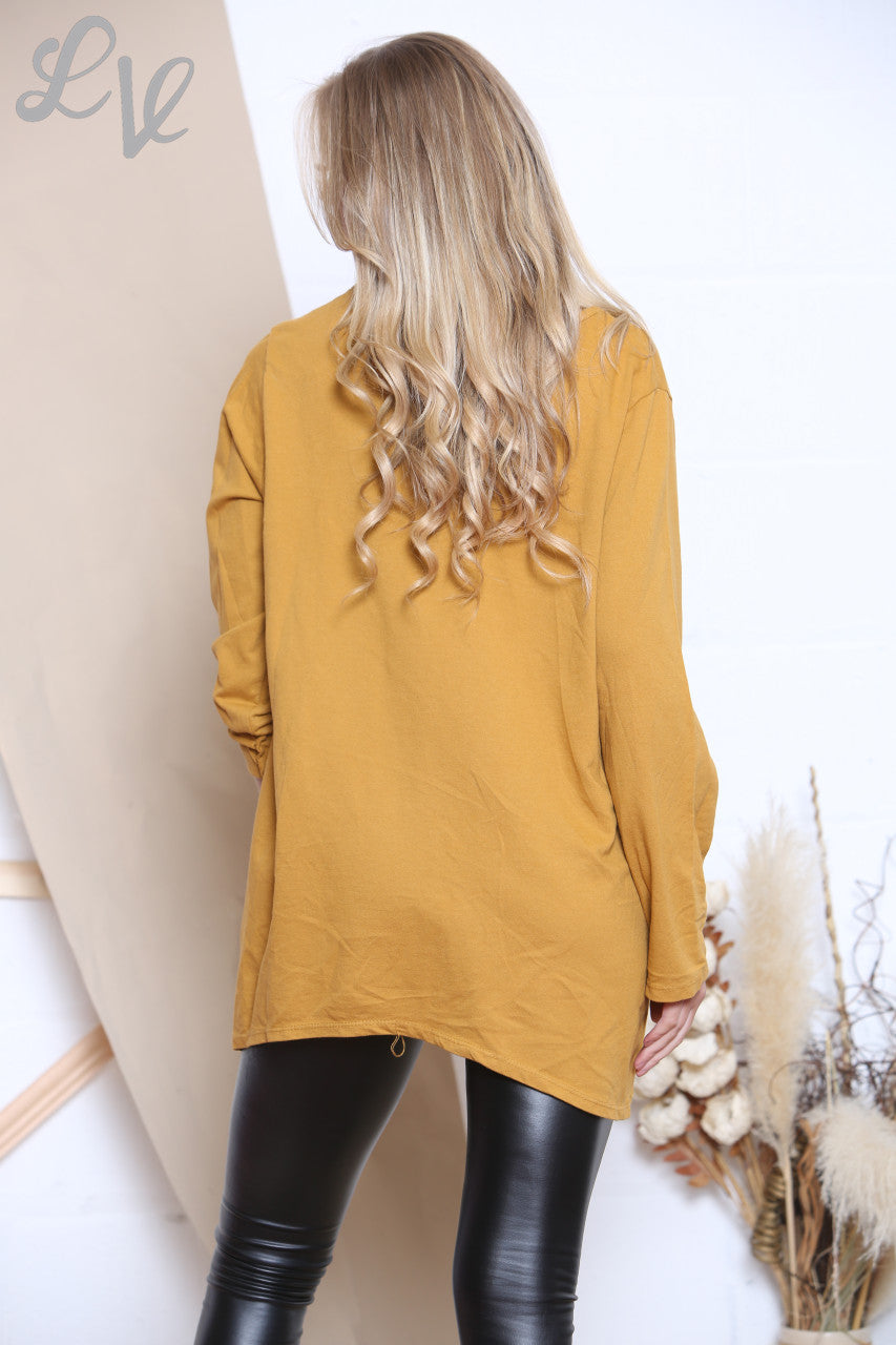 Ladies Sequin Star Top With Pockets Mustard Unit Price £9.99