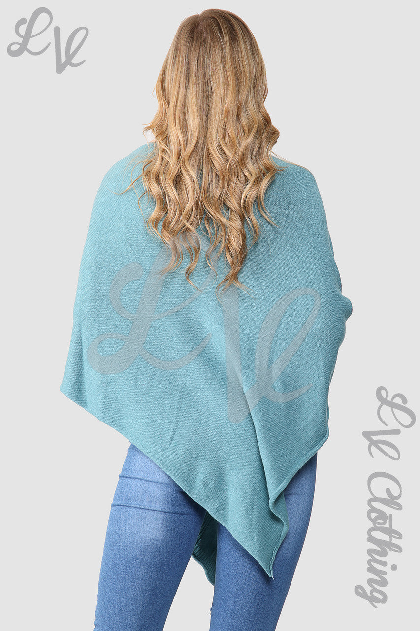 Ladies Diamond Imprint Knitted Poncho Cape Tiffany - Unit Price £10.99