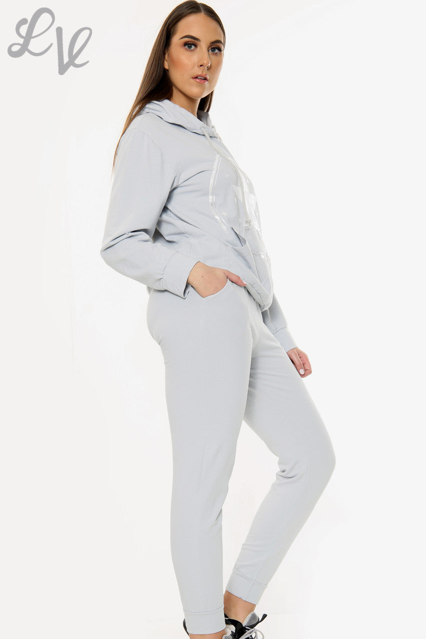 Ladies Star Graphic Lounge Set Silver Unit Price £12.99