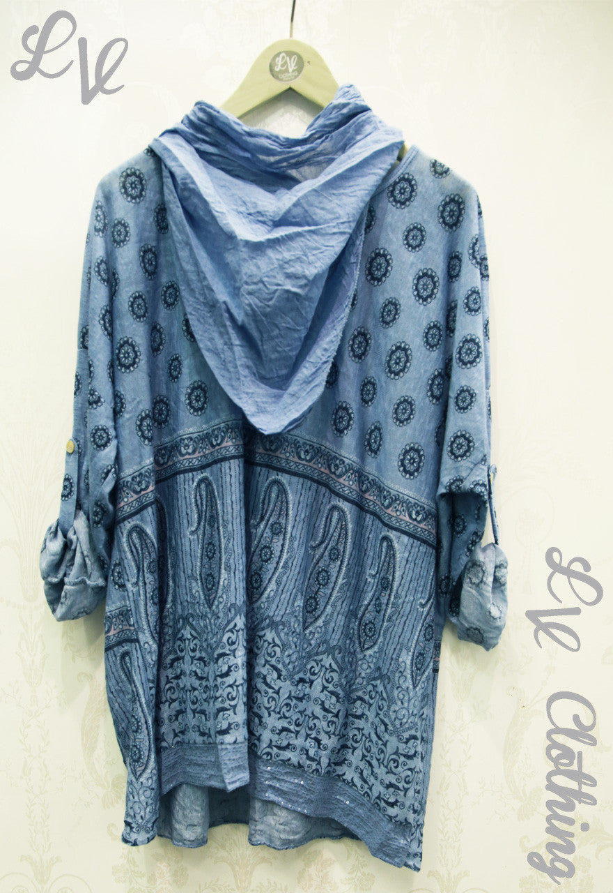Ladies Floral Bohemian Inspired Print Top with Scarf £10.99