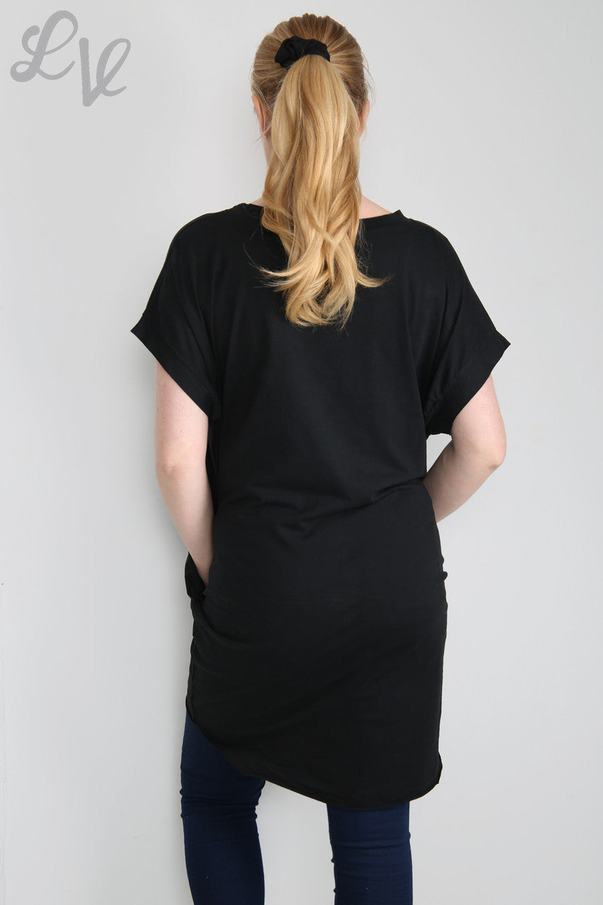Dames Effen Eenvoudige Tuniektop Zwart Stukprijs €5,99