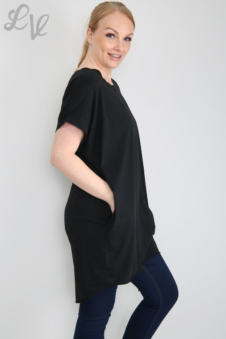 Dames Effen Eenvoudige Tuniektop Zwart Stukprijs €5,99