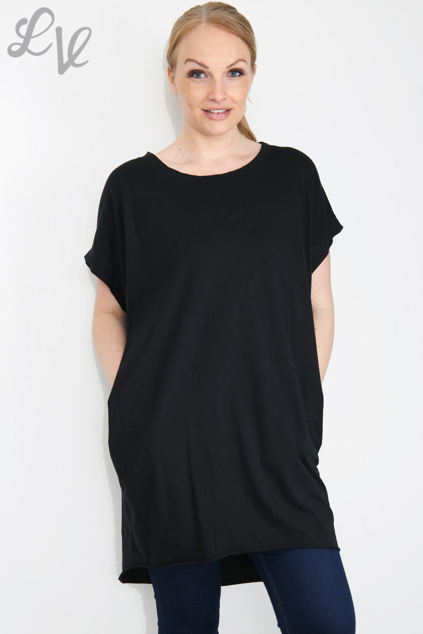 Dames Effen Eenvoudige Tuniektop Zwart Stukprijs €5,99