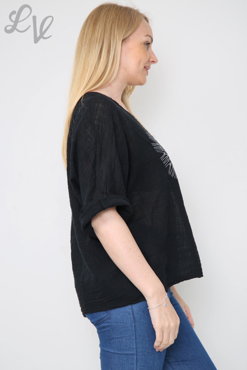 Ladies Dandelion Heart Top Black Unit Price £7.99