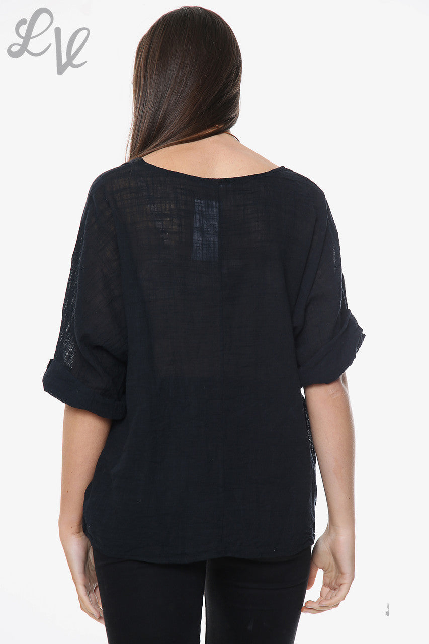 Ladies Plain Simple Top Black