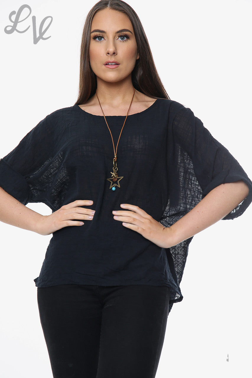 Ladies Plain Simple Top Black
