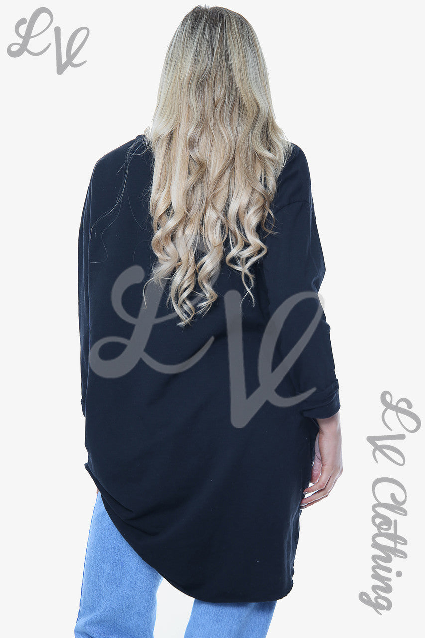 Dames Love Script Sweatshirt Top Zwart Prijs per eenheid € 11,99