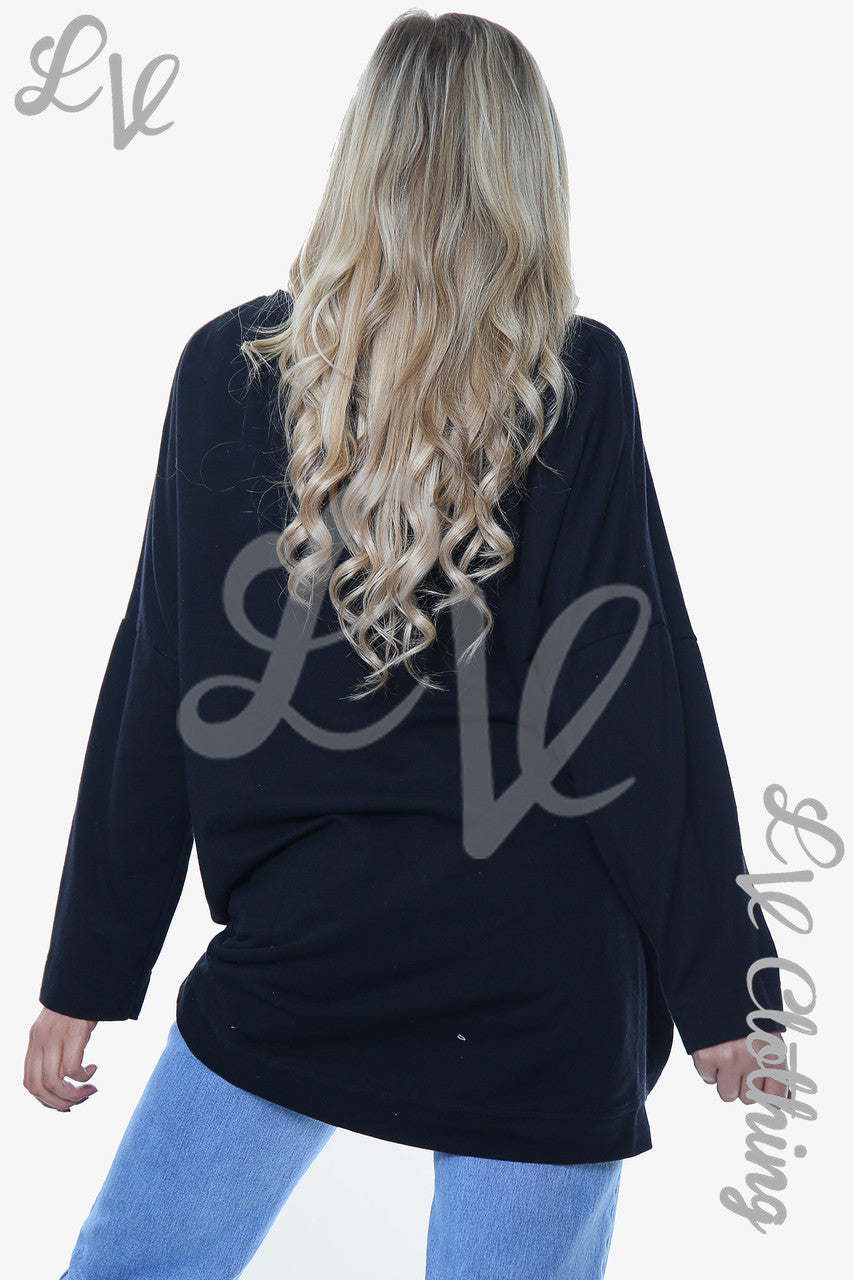 Ladies Graffiti Shapes Sweatshirt Top Black Unit Price £11.99