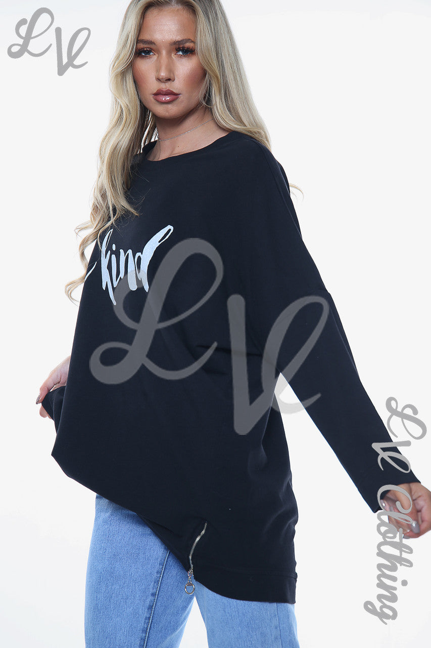 Ladies Be Kind Sweatshirt Top Zwart Stukprijs €14,99