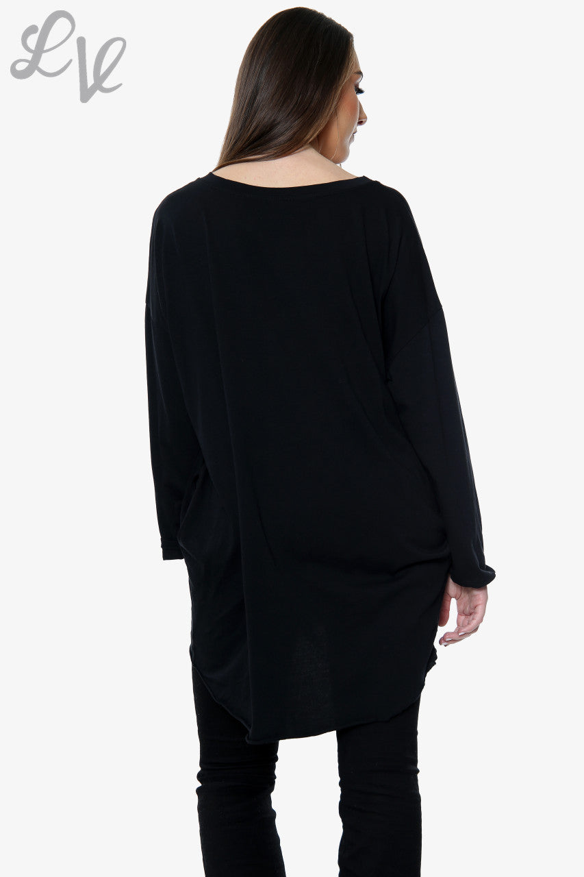 Dames Squiggle Love Heart Top Zwart Stukprijs €10,99
