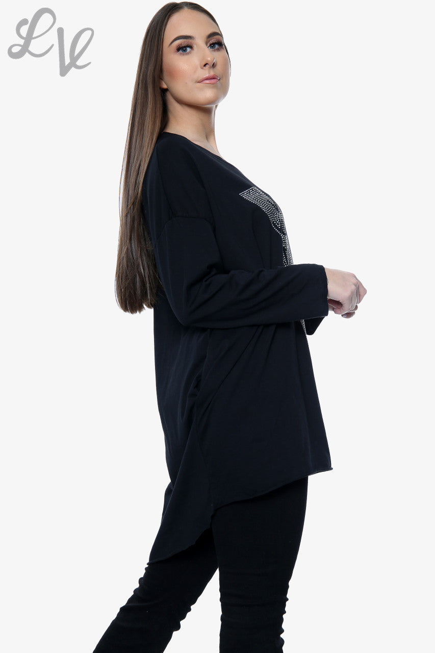 Dames Diamante Love Top Zwart Prijs WAS €12,99 NU €6,49