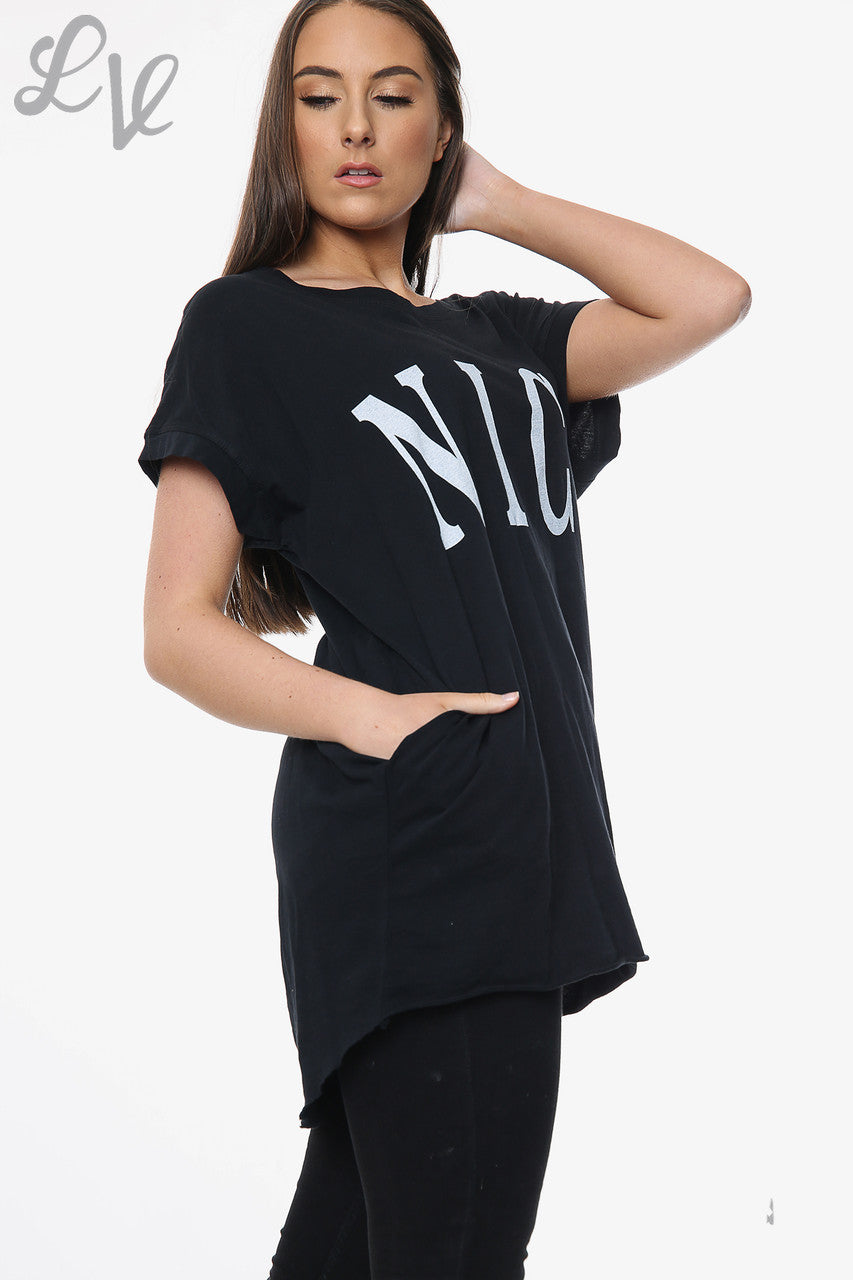 Dames Top Met Leuke Slogan Zwart Stuksprijs €6,99