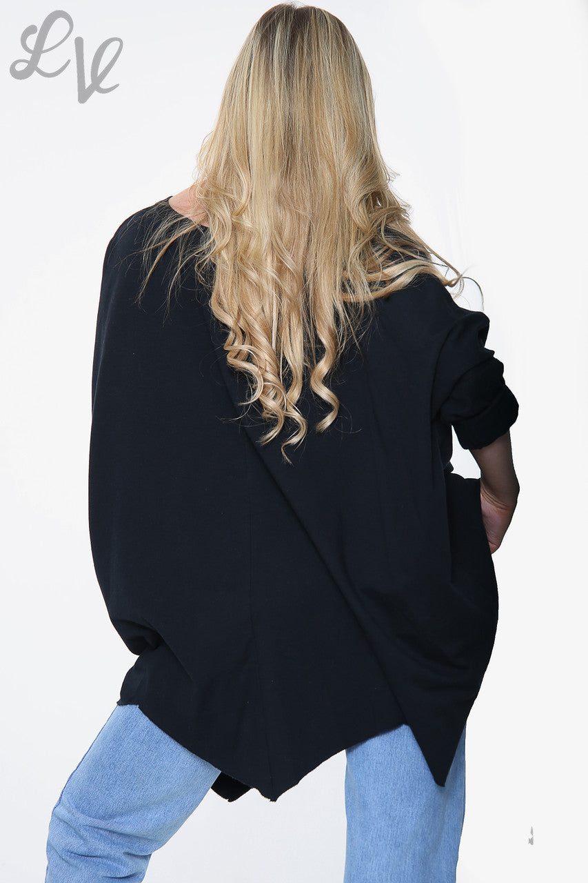 Ladies Heartbeat Graphic Sweatshirt Top Black Unit Price £13.99 NOW £10.49
