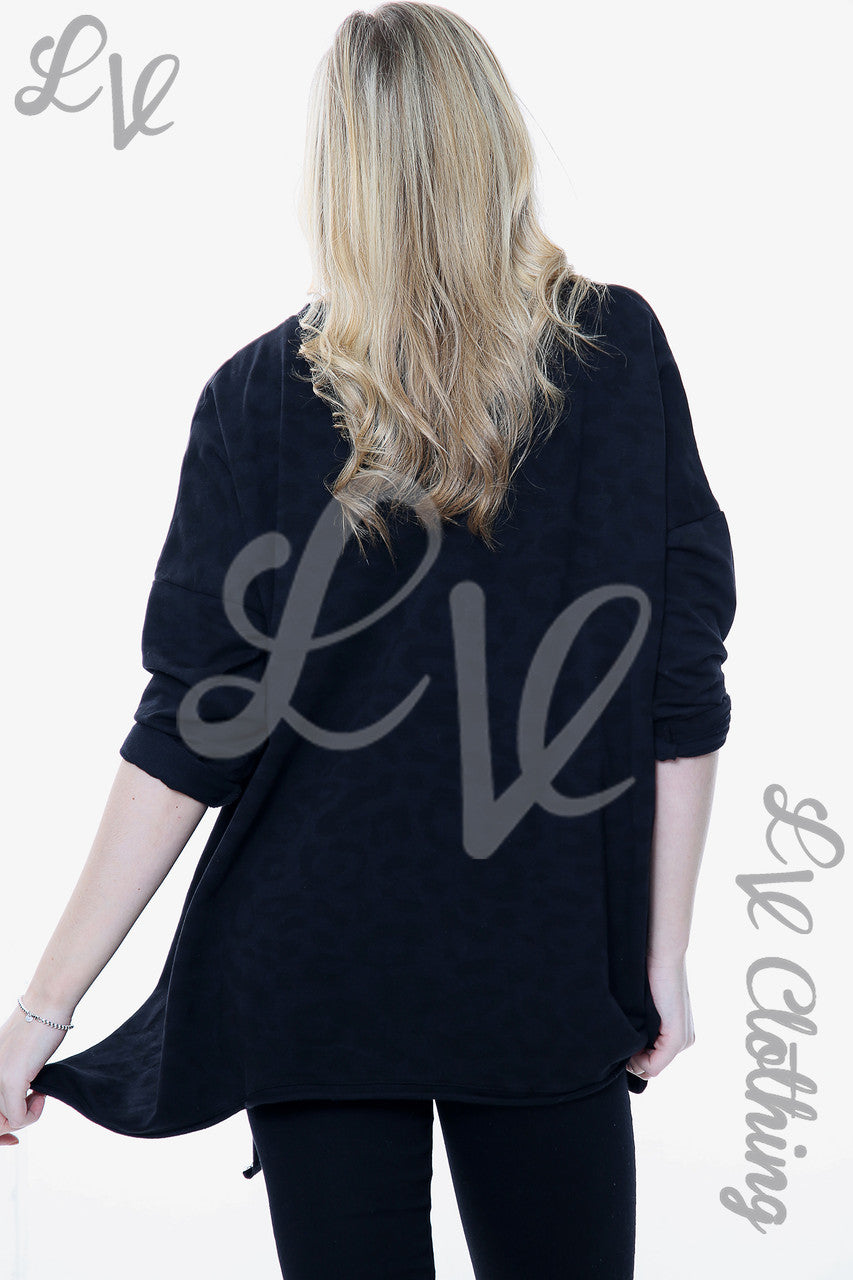 Ladies Animal Leopard Print Sweatshirt Top Black Unit Price £7.99
