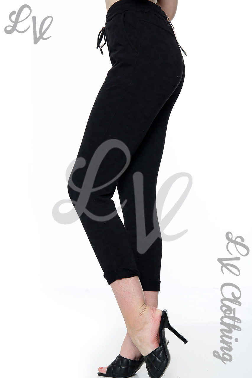 Ladies Animal Leopard Print Jogging Pants Black Unit Price £13.99
