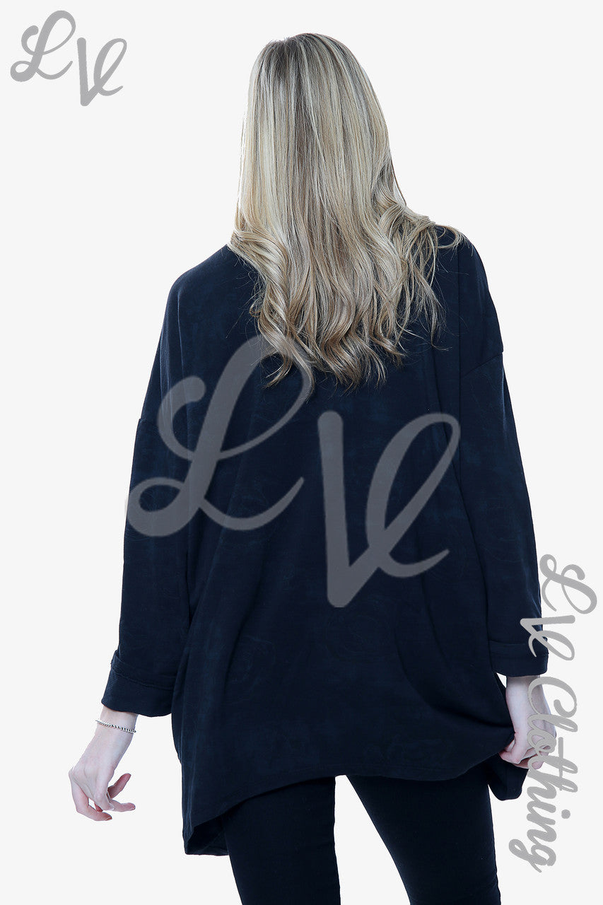 Ladies Rose Sketch Print Sweatshirt Top Black Unit Price WAS £12.99 NOW £6.49