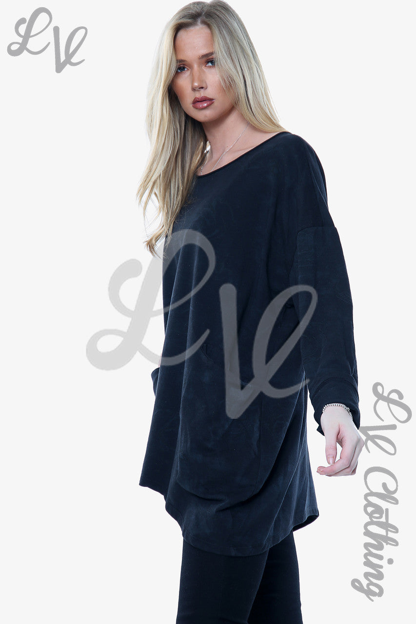 Ladies Rose Sketch Print Sweatshirt Top Black Unit Price WAS £12.99 NOW £6.49