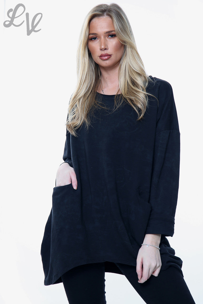 Ladies Rose Sketch Print Sweatshirt Top Black Unit Price WAS £12.99 NOW £6.49