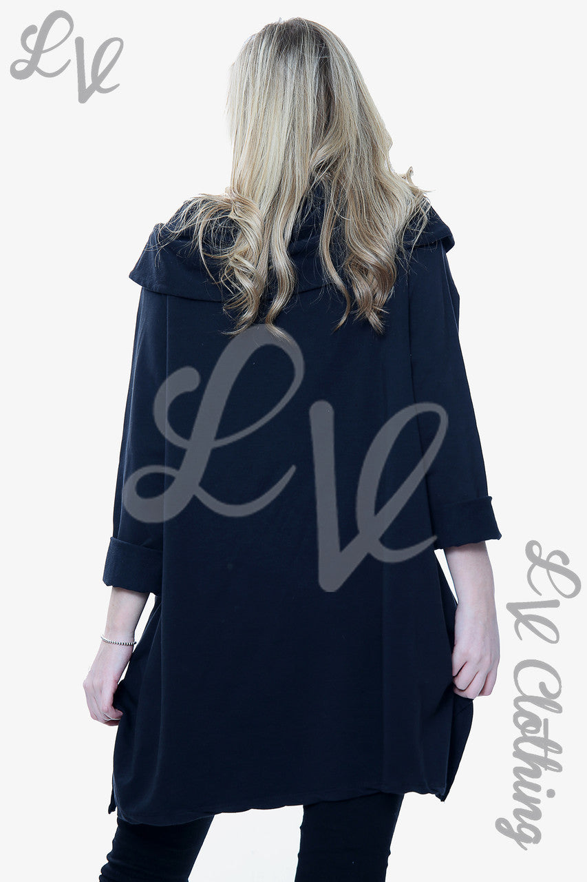 Dames sweatshirt met gedrapeerde schouders zwart Per stuk WAS € 13,99 NU € 6,99