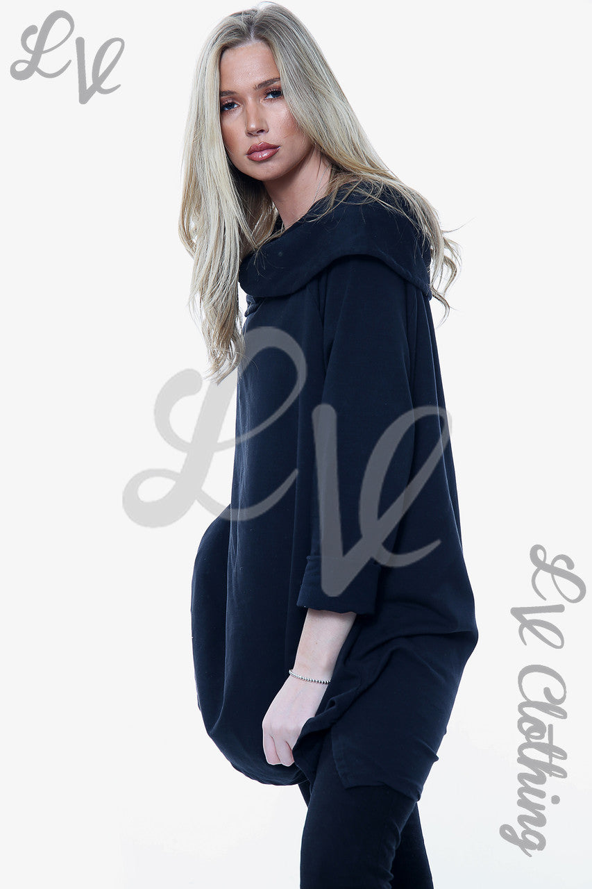 Dames sweatshirt met gedrapeerde schouders zwart Per stuk WAS € 13,99 NU € 6,99