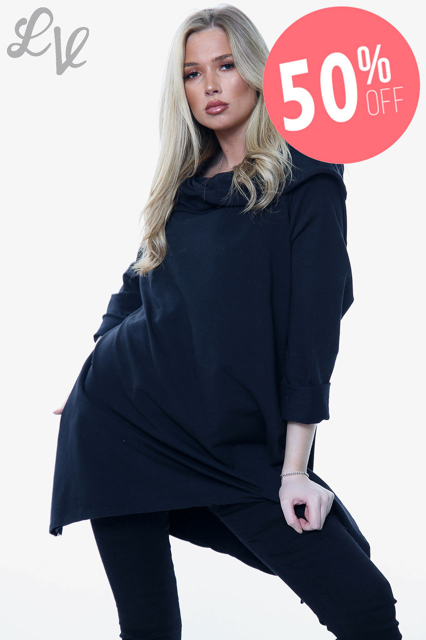 Dames sweatshirt met gedrapeerde schouders zwart Per stuk WAS € 13,99 NU € 6,99