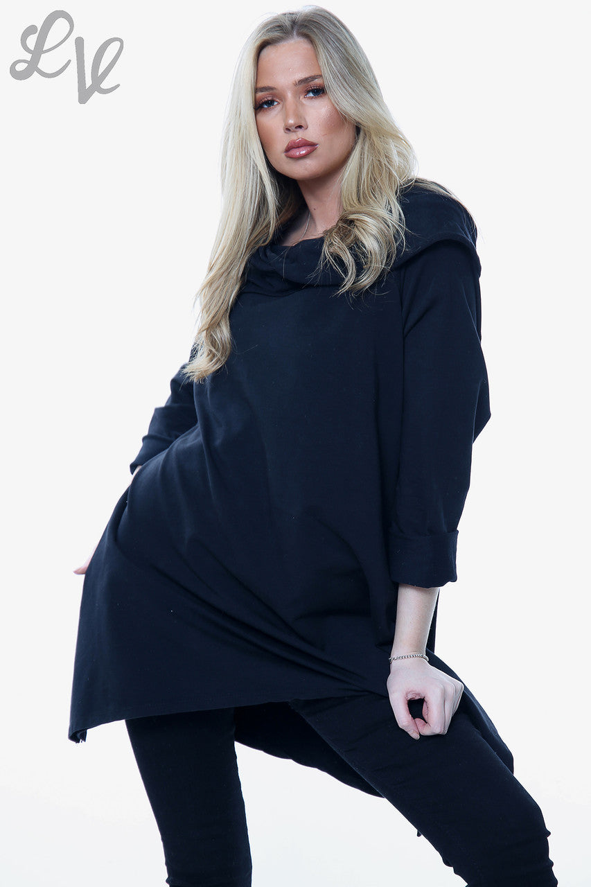 Dames sweatshirt met gedrapeerde schouders zwart Per stuk WAS € 13,99 NU € 6,99