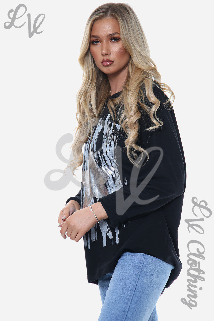 Dames folie Ster Spatsels Top Zwart Prijs per stuk £13,99