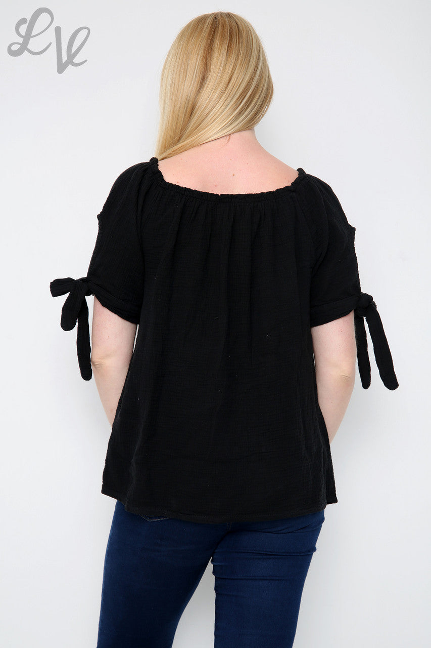 Dames effen Gypsy Top Zwart